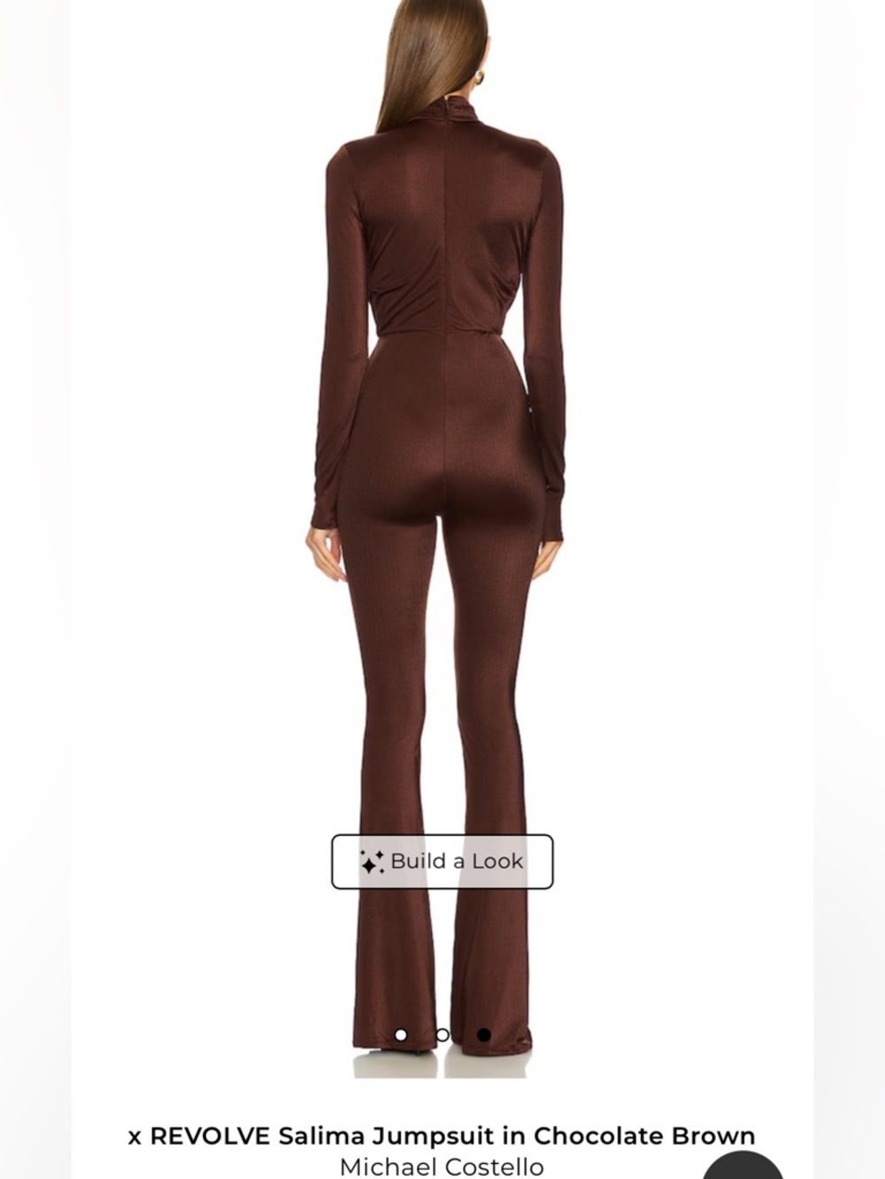 Michael Costello Chocolate Brown Plunge Cutout Wide-Leg Jumpsuit - Picture 2 of 5